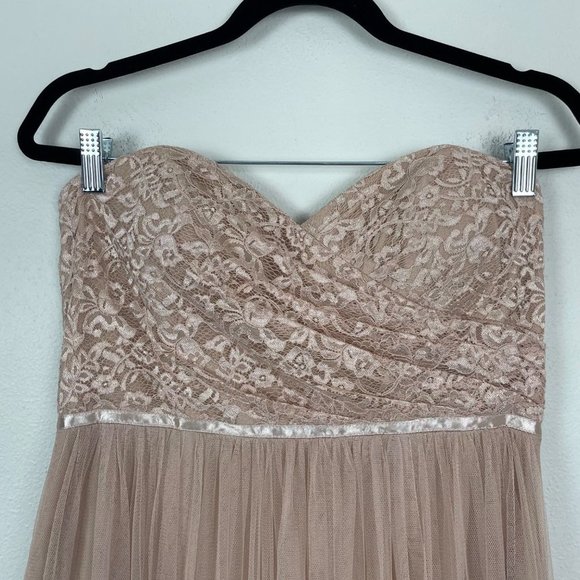 Jenny‎ Yoo Woman's Sz 10 Blush Pink Strapless Lace and Tulle Bridesmaid Dress - Picture 4 of 9